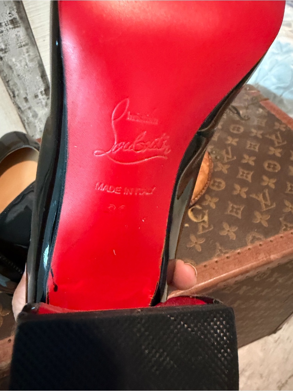 CL Black Patent Round-Toe Pumps - Picture 6 of 6